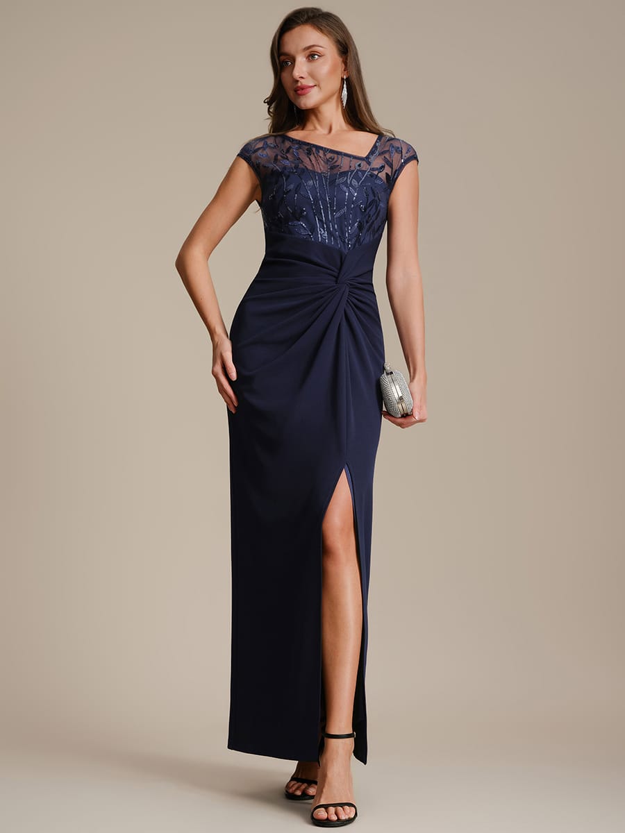 Knotted Crepe Cap Sleeve Dress