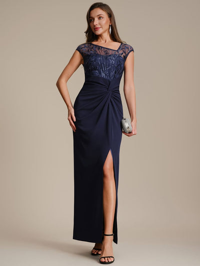 Knotted Crepe Cap Sleeve Dress