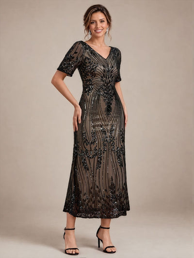 Sequin Embellished Tea Length Dress