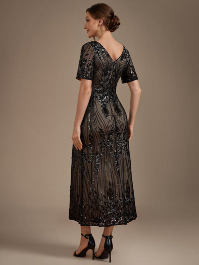Sequin Embellished Tea Length Dress