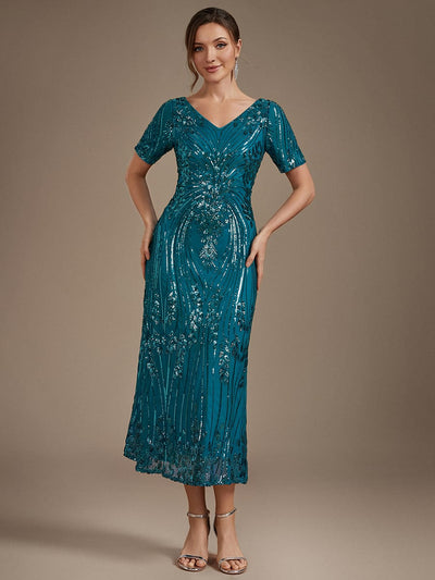 Sequin Embellished Tea Length Dress