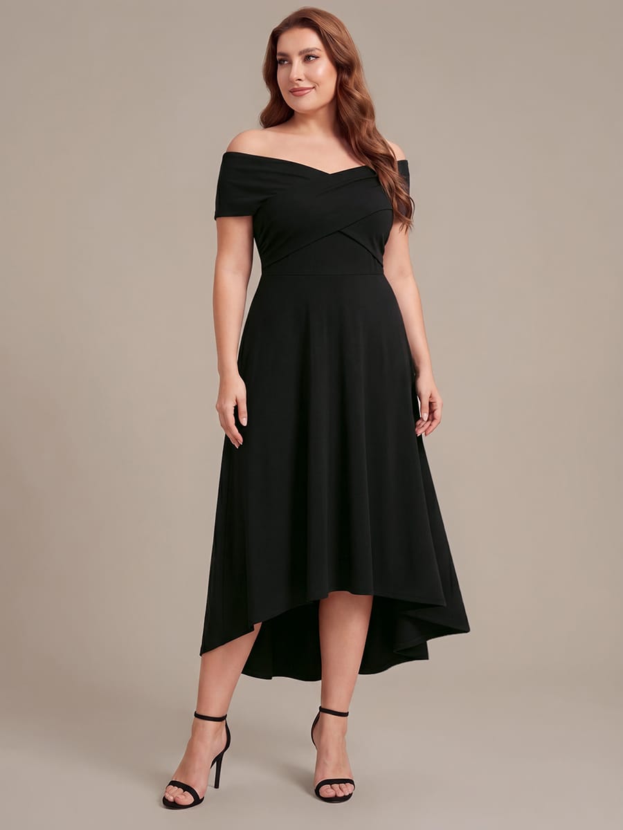 Multi-way jersey Off-the-shoulder Sleeve Dress #color_Black