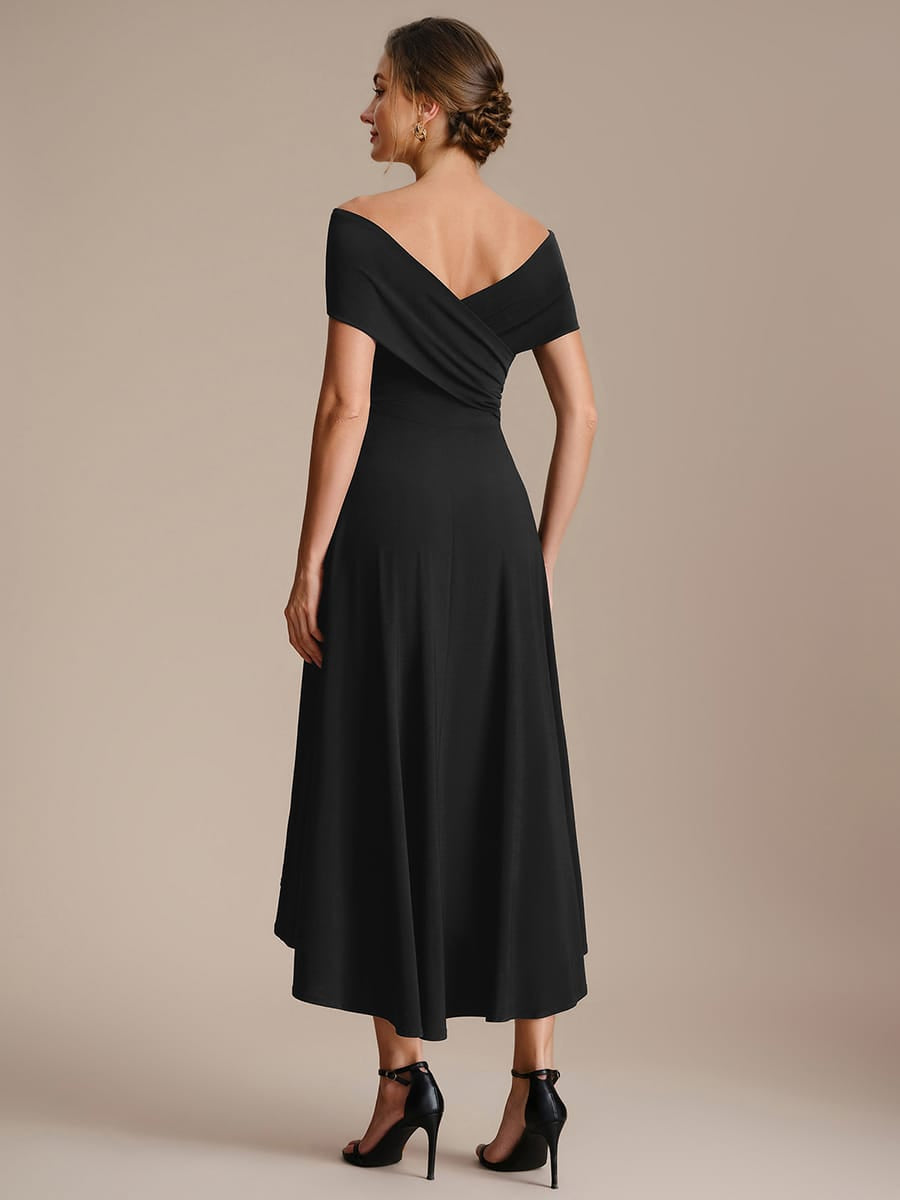 Multi-way jersey Off-the-shoulder Sleeve Dress #color_Black