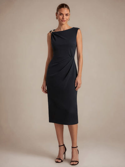 Crepe Sleeveless Sheath Dress