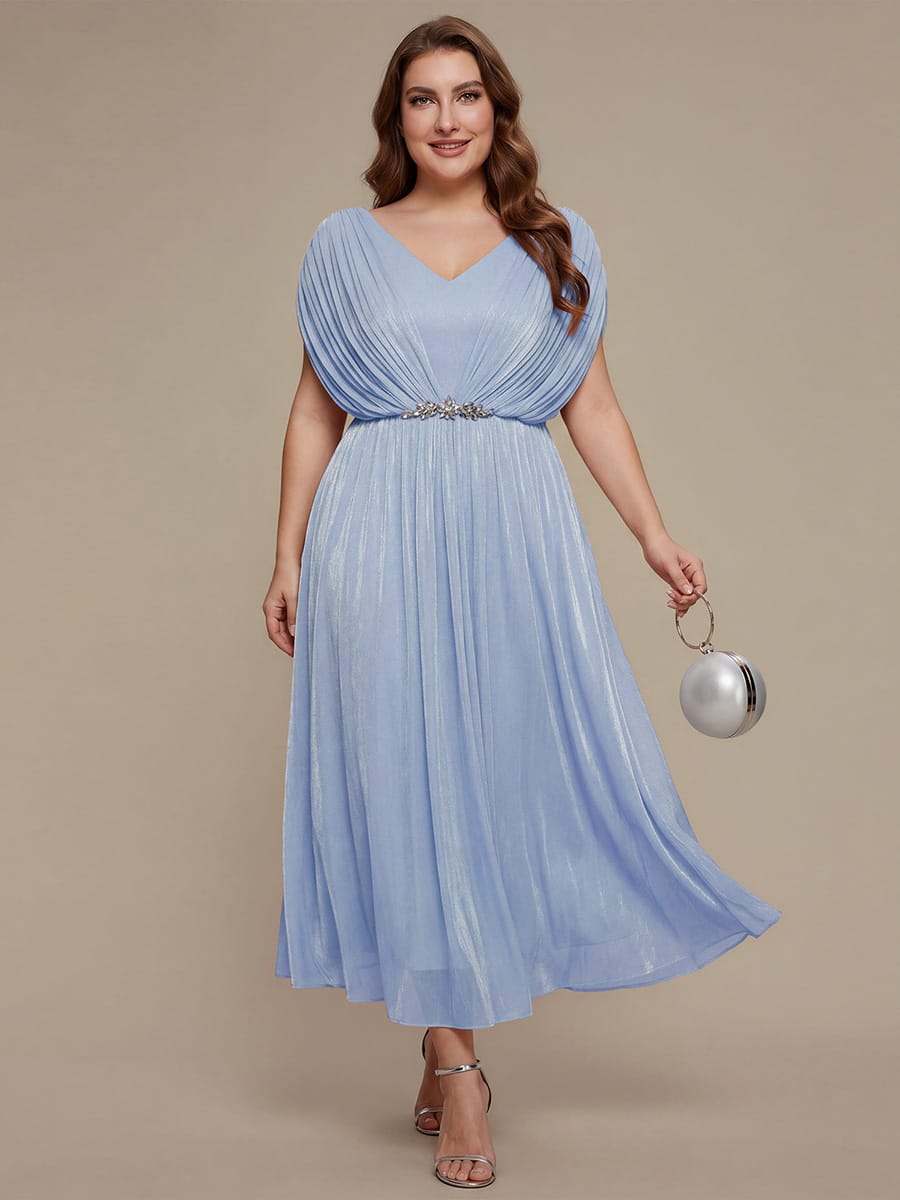 Flowing Ribbons Sea-island filament fabircs Batwing Sleeve Dress #color_Dusty Blue