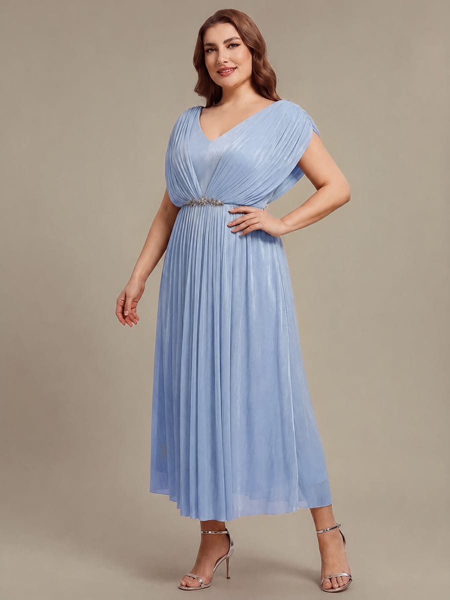 Flowing Ribbons Sea-island filament fabircs Batwing Sleeve Dress #color_Dusty Blue