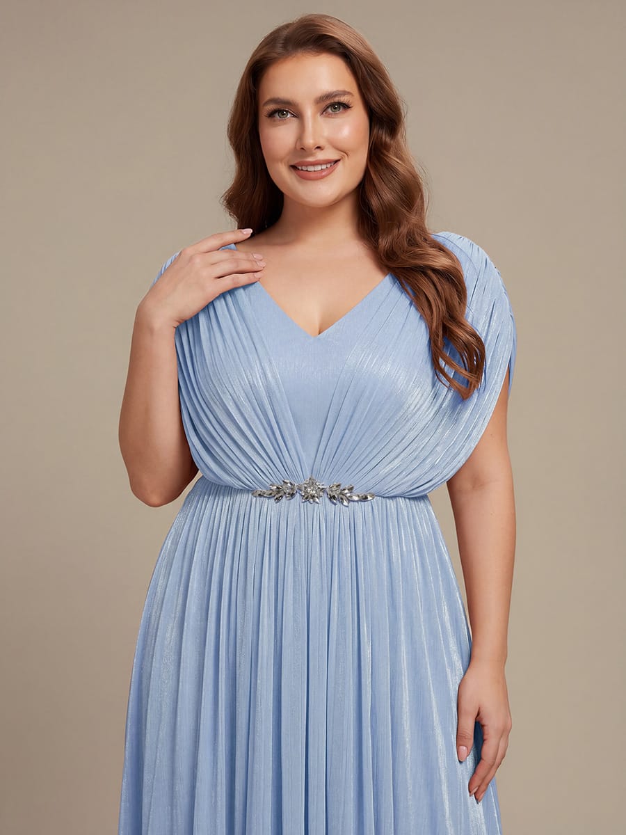 Flowing Ribbons Sea-island filament fabircs Batwing Sleeve Dress #color_Dusty Blue