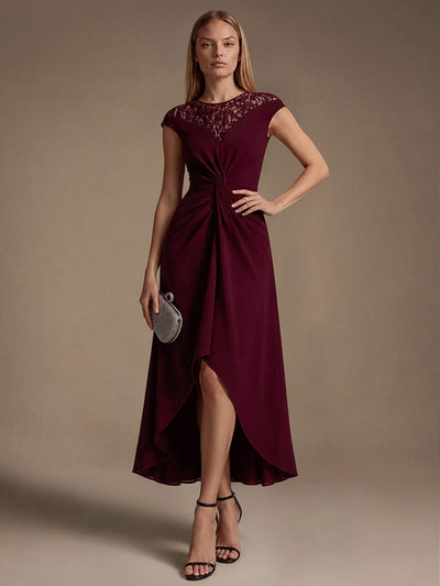 Sequin Crepe Cap Sleeve Dress