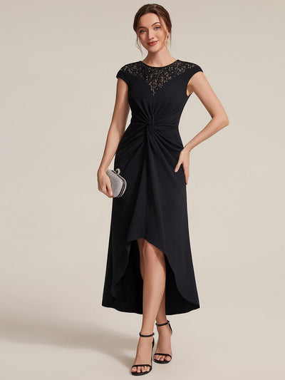 Sequin Crepe Cap Sleeve Dress
