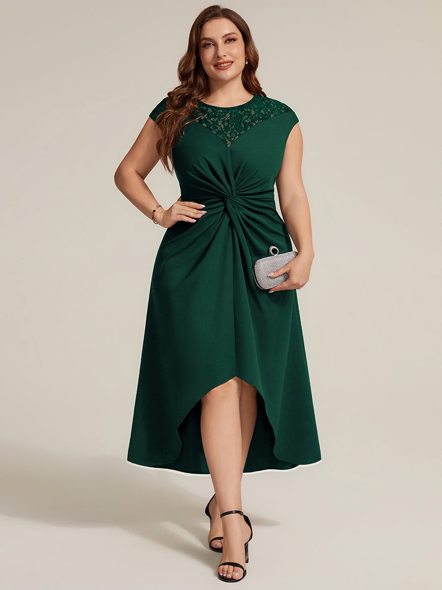 Sequin Crepe Cap Sleeve Dress #color_Dark Green