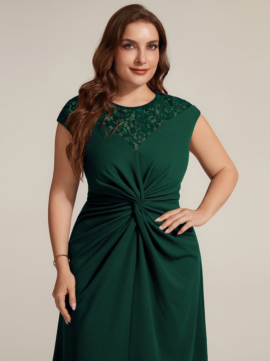 Sequin Crepe Cap Sleeve Dress #color_Dark Green