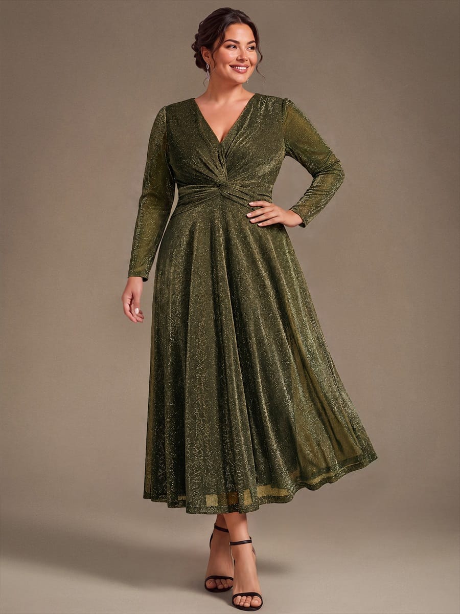 Knotted Knit Fitted Sleeve Dress #color_Metallic Gold