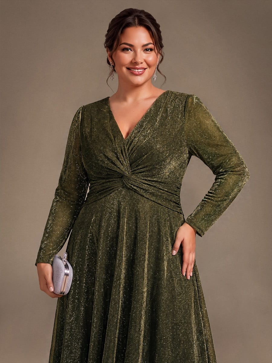 Knotted Knit Fitted Sleeve Dress #color_Metallic Gold