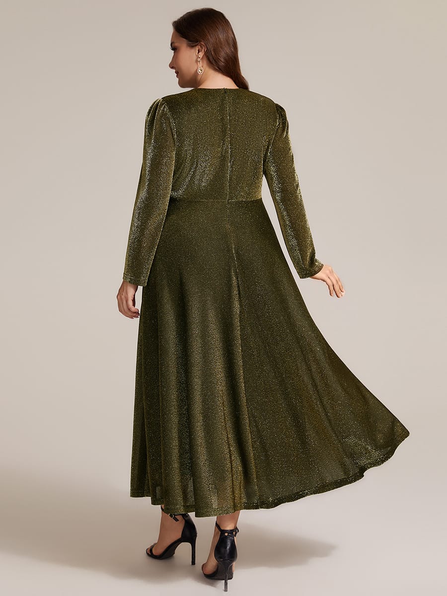 Knotted Knit Fitted Sleeve Dress #color_Metallic Gold