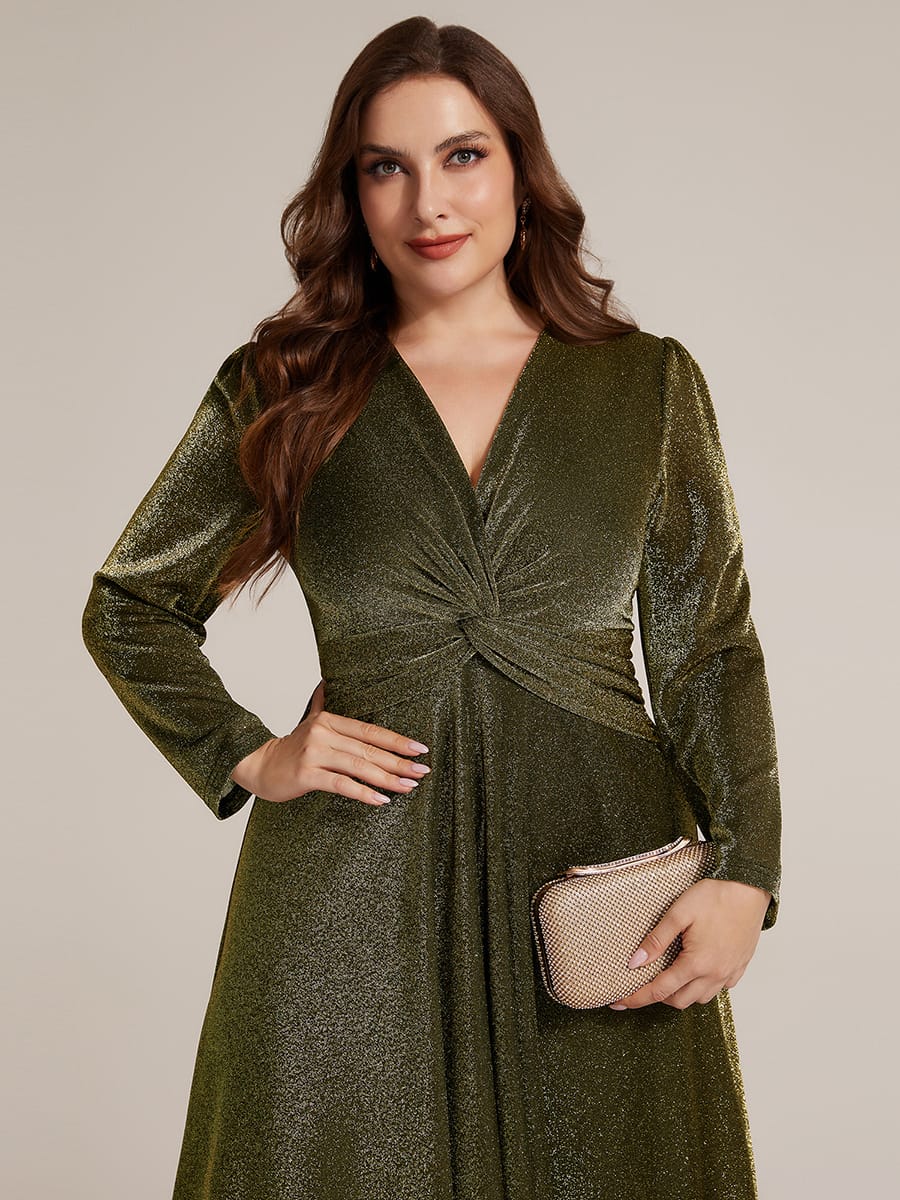Knotted Knit Fitted Sleeve Dress #color_Metallic Gold