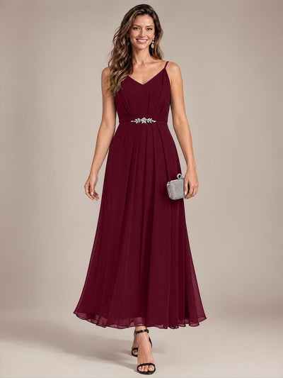 Embellished Sleeveless Chiffon Wedding Guest Dress