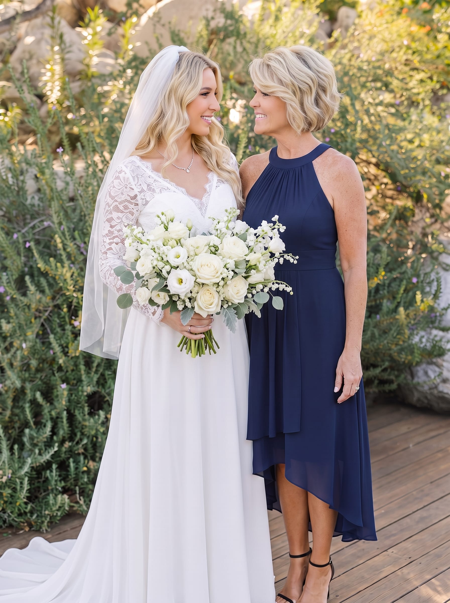 Midi A Line Sleeveless Halter Neck Wedding Guest Dress in Chiffon #color_Navy Blue