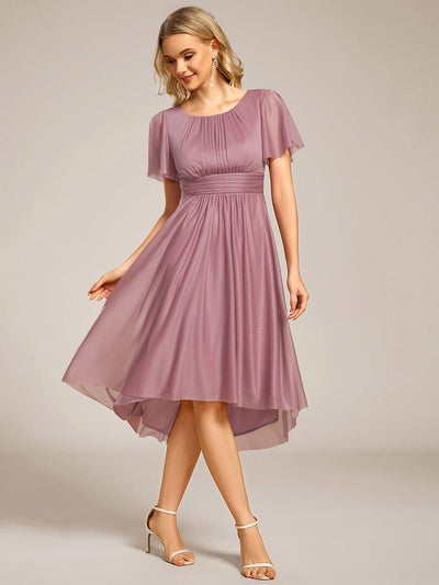 Glitter Round Neck Midi Wedding Guest Dress #color_Purple Orchid