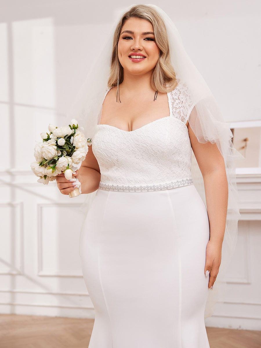 Simple Cap Sleeve Sweetheart Mermaid Style Wedding Dress #color_Cream