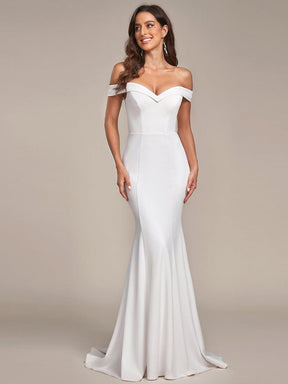 Plain Solid Color Off Shoulder Mermaid Wedding Dress