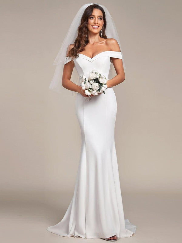 Sexy Wedding Dress Off Shoulder Simple Fishtail Dresses EverPretty UK