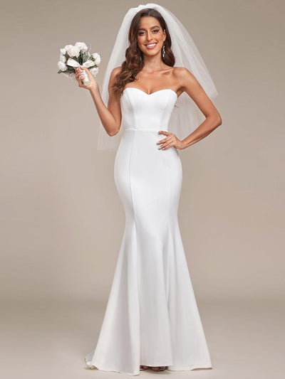Simple Strapless Sweetheart Mermaid Wedding Dress #color_Cream