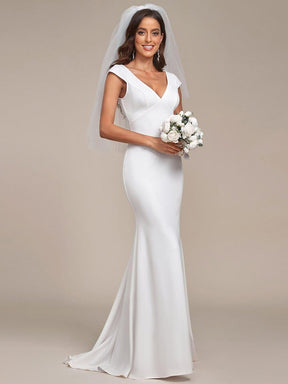 Cap Sleeve V-Neckline Lace Backless Wedding Dress