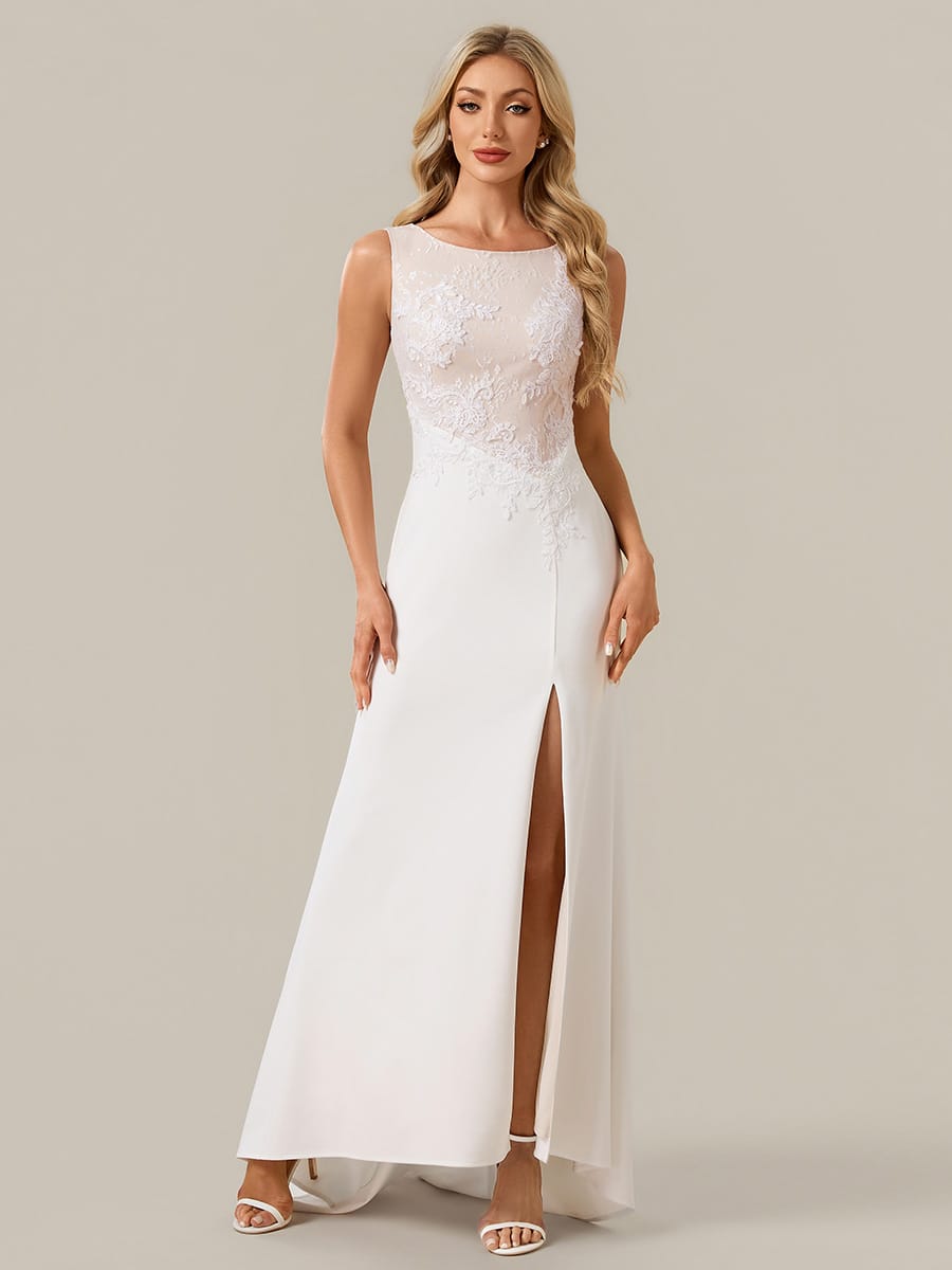 Floral Knit Sleeveless Dress #color_White
