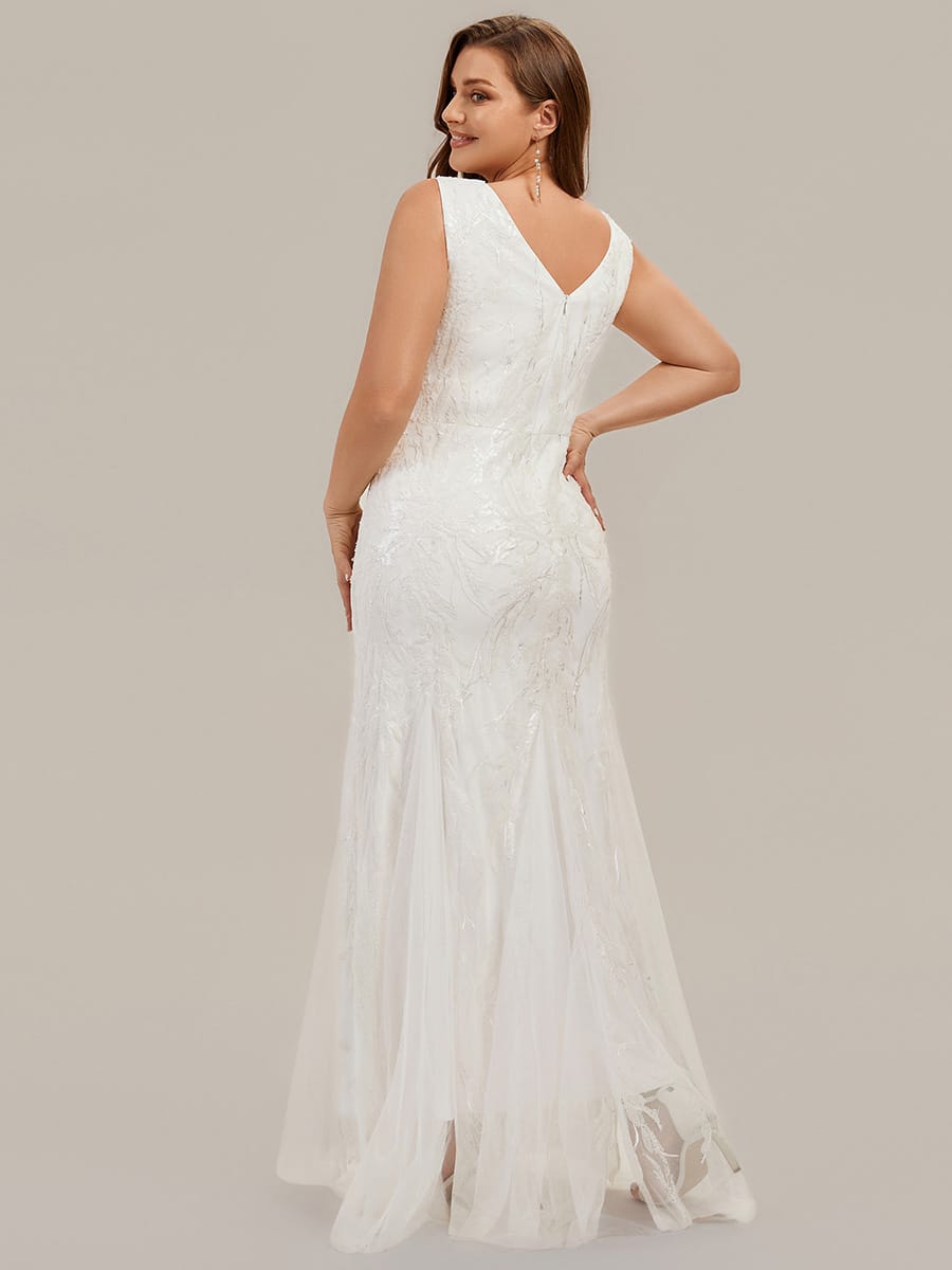 Floral Sequin Sleeveless Dress #color_White