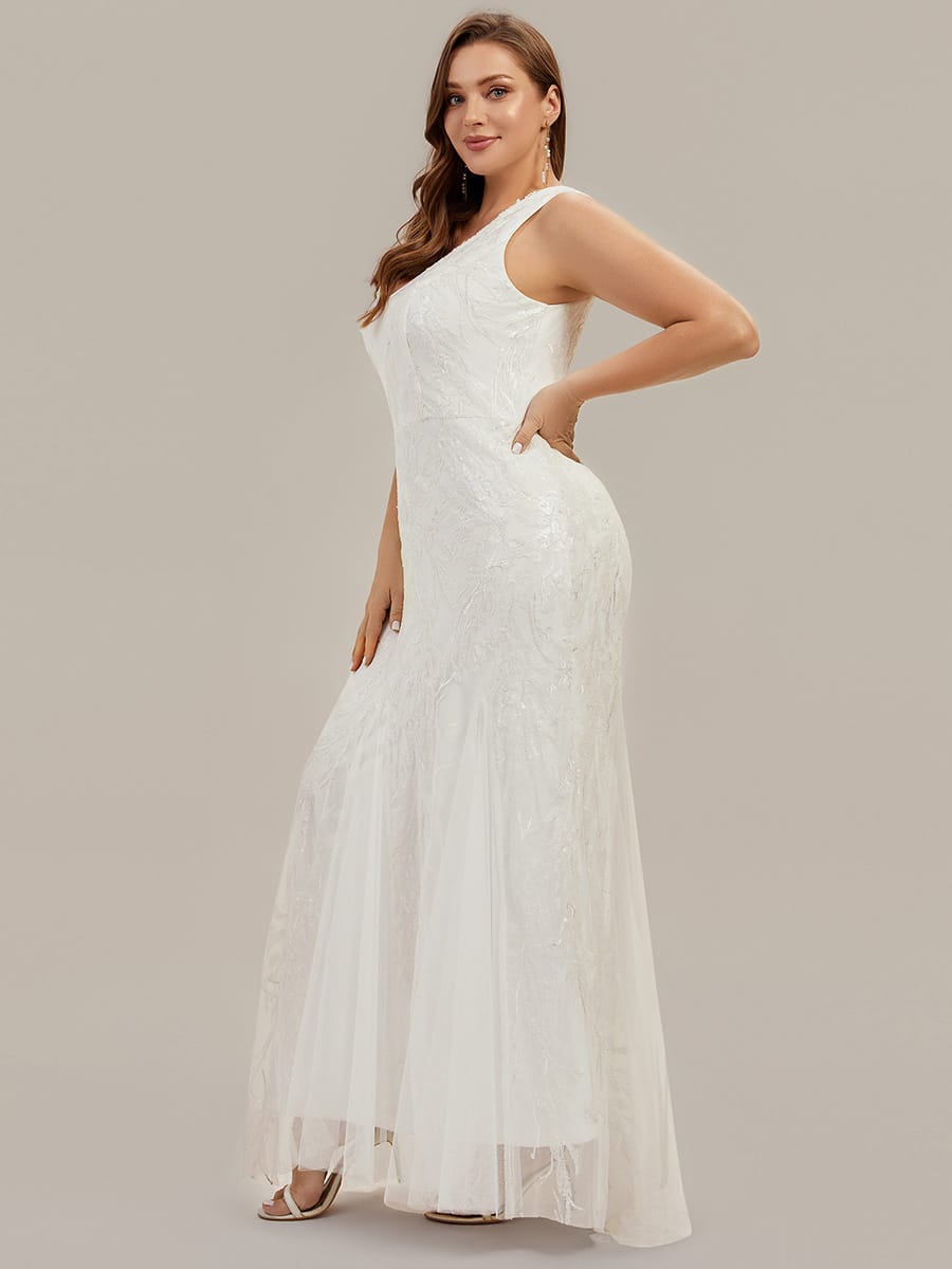 Floral Sequin Sleeveless Dress #color_White