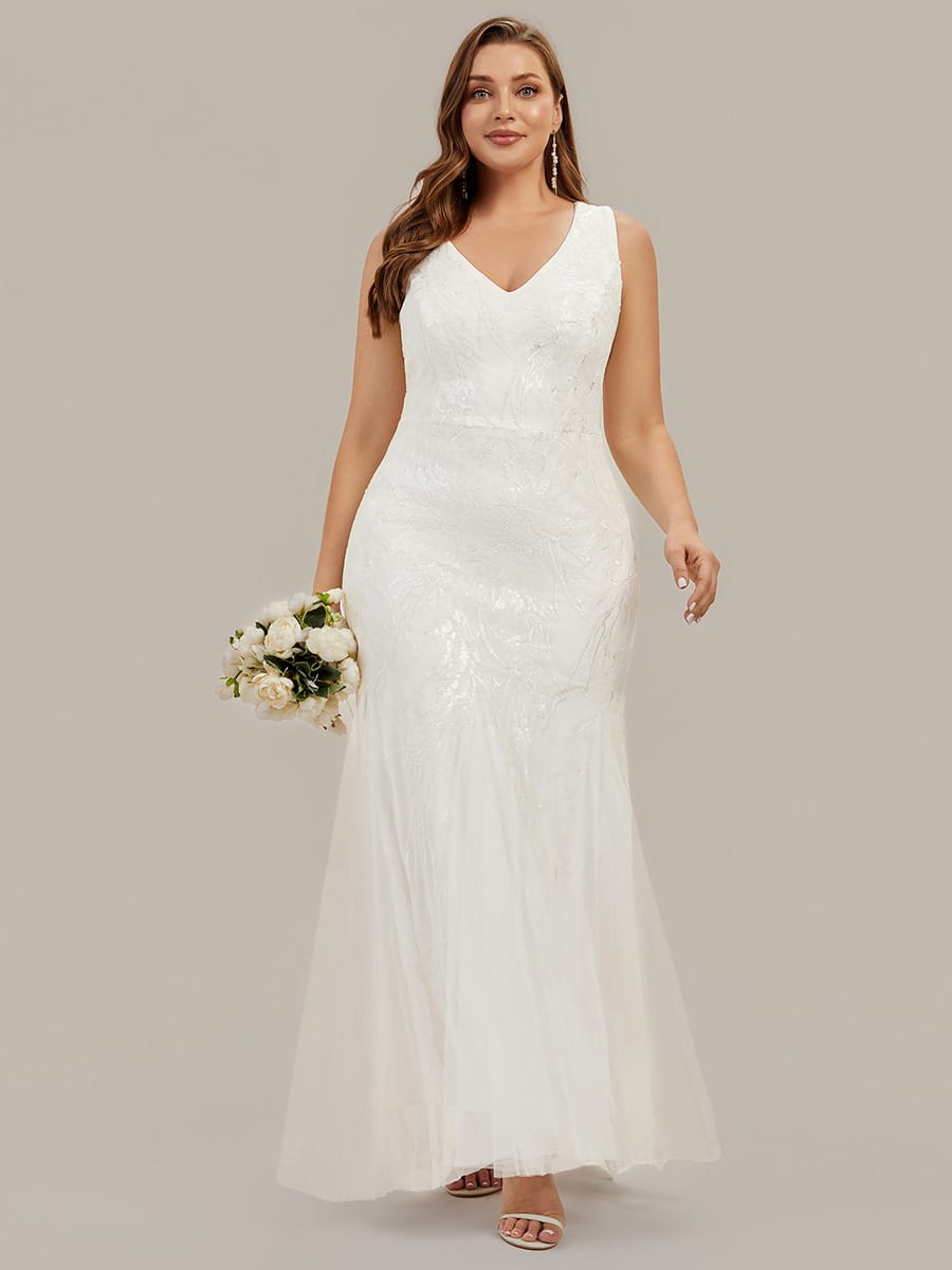 Floral Sequin Sleeveless Dress #color_White