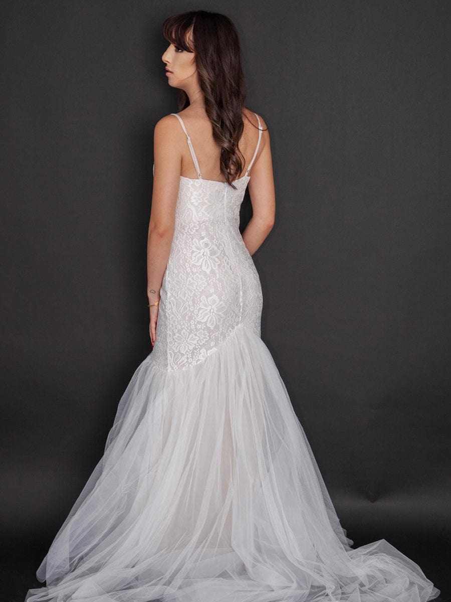 mermaid sweetheart spaghetti strap mermaid sweetheart mermaid wedding dresses Elegant Lace Mermaid Slit Wedding Dress
