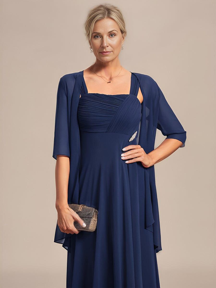 Two-Piece Square Neck Mother of the Bride Dress with Chiffon Top