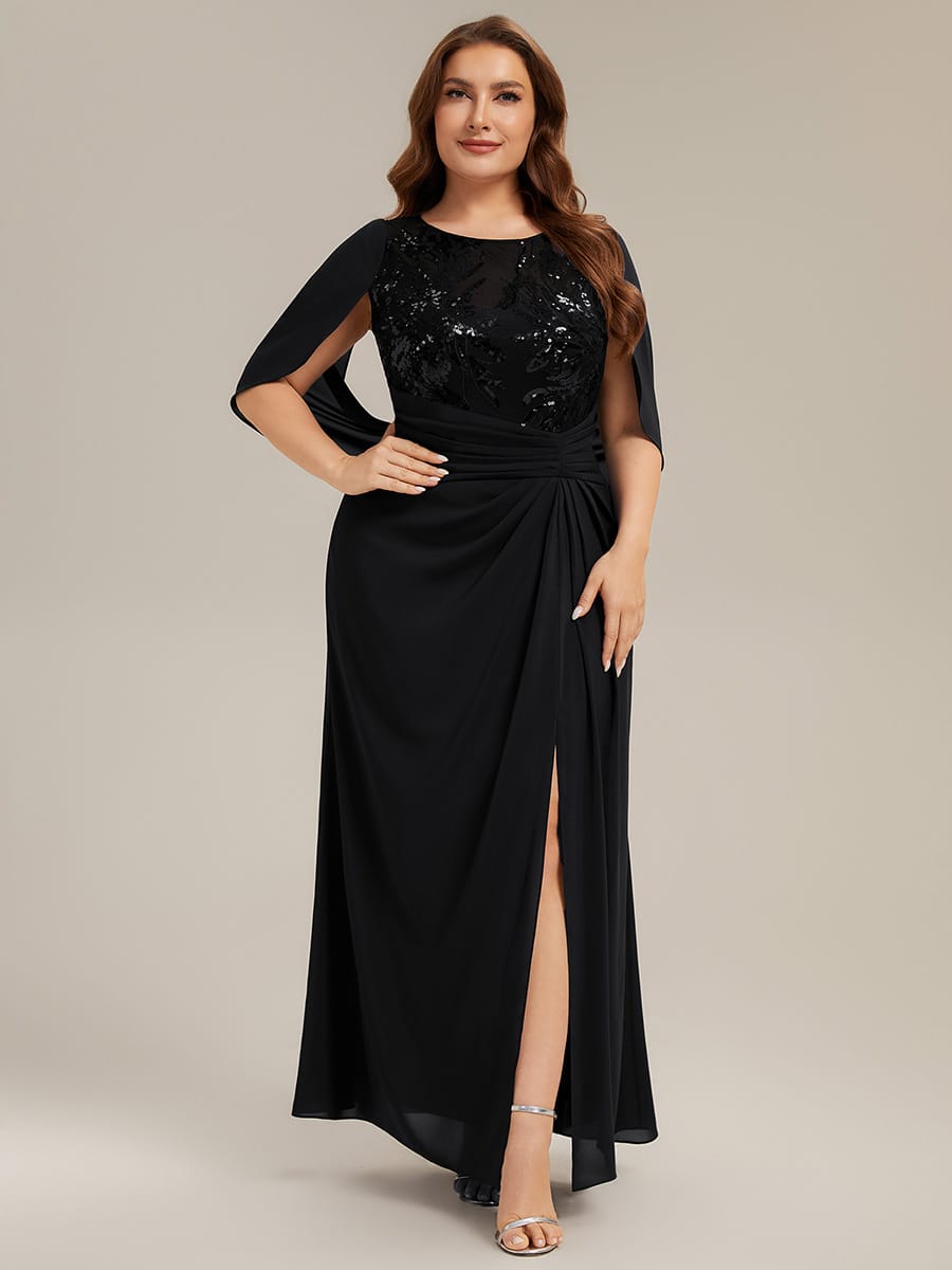 See-through Chiffon Sleeveless Dress #color_Black