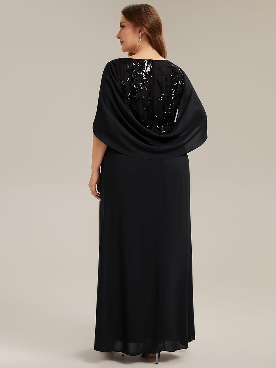 See-through Chiffon Sleeveless Dress #color_Black