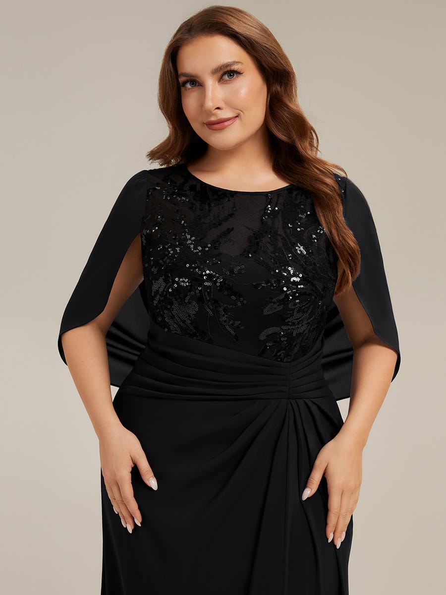 See-through Chiffon Sleeveless Dress #color_Black