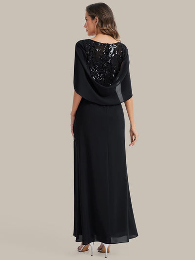 See-through Chiffon Sleeveless Dress #color_Black