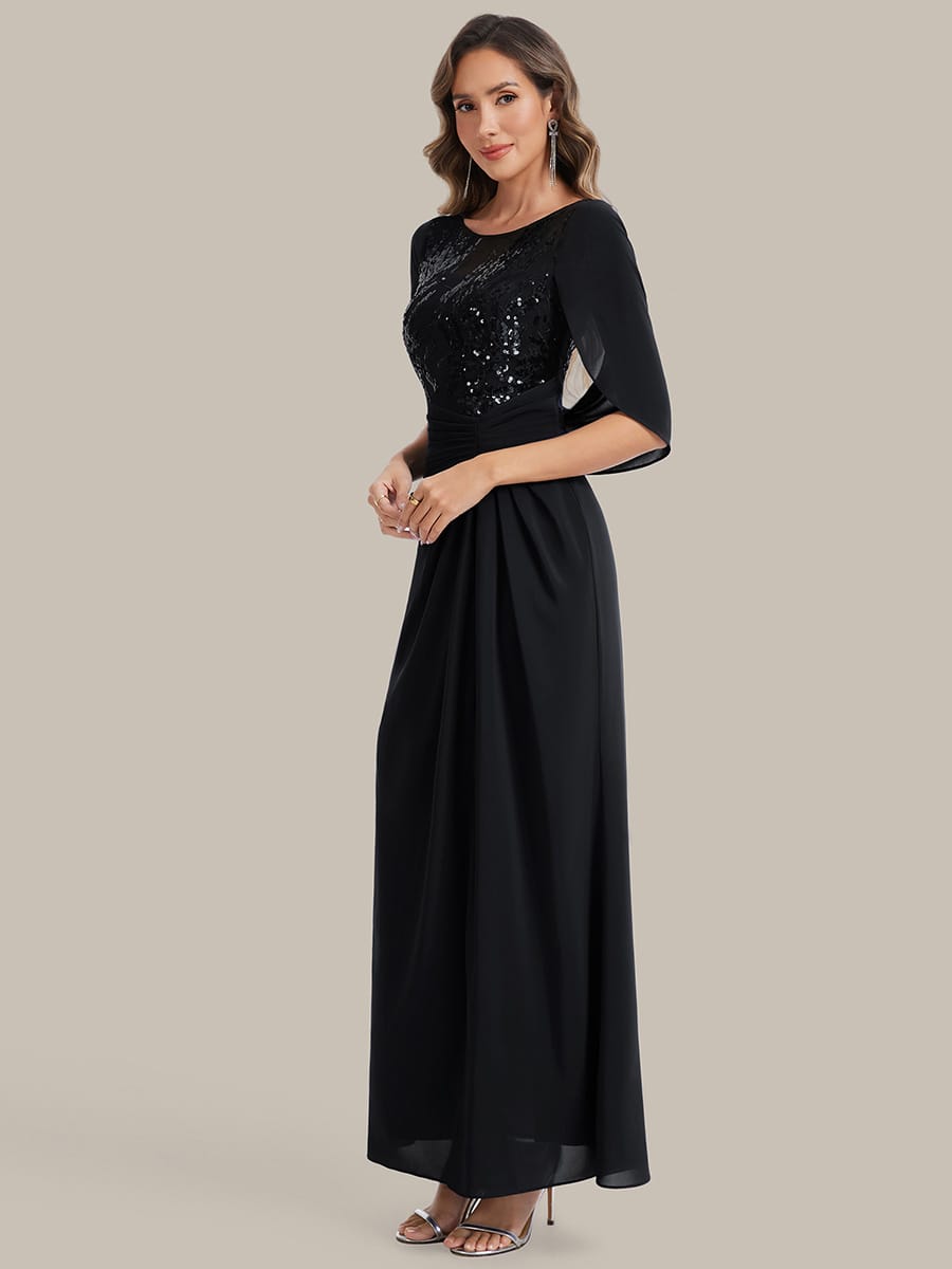 See-through Chiffon Sleeveless Dress #color_Black