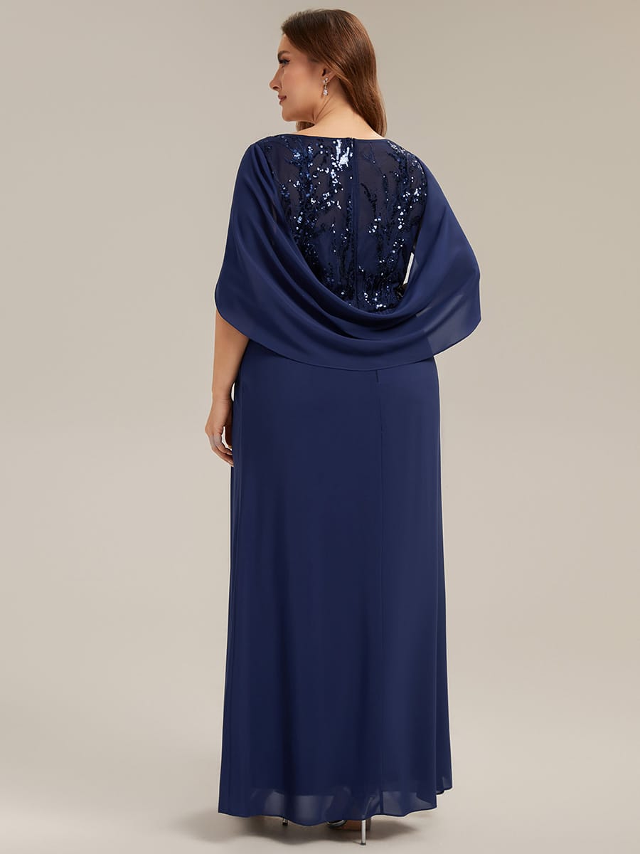 See-through Chiffon Sleeveless Dress #color_Navy Blue