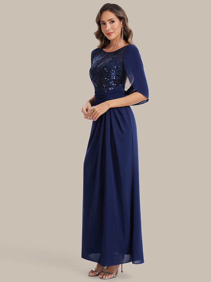 See-through Chiffon Sleeveless Dress #color_Navy Blue