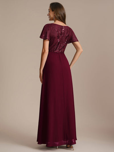 Applique Sequin Ruffle Sleeve Dress
