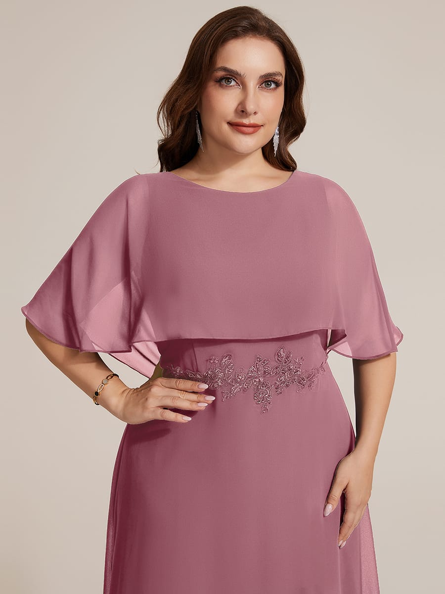 Chiffon Cape Sleeve A-line Dress #color_Purple Orchid