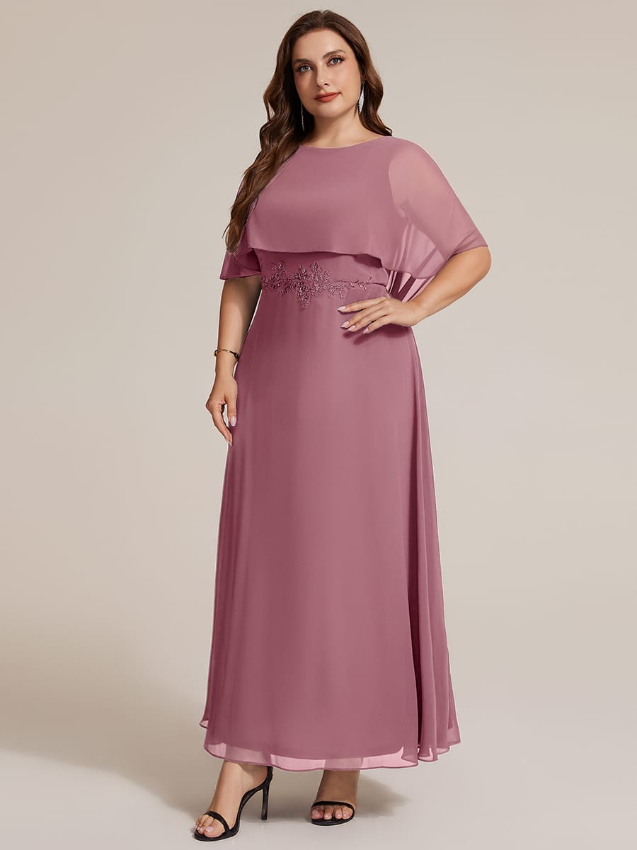 Chiffon Cape Sleeve A-line Dress #color_Purple Orchid