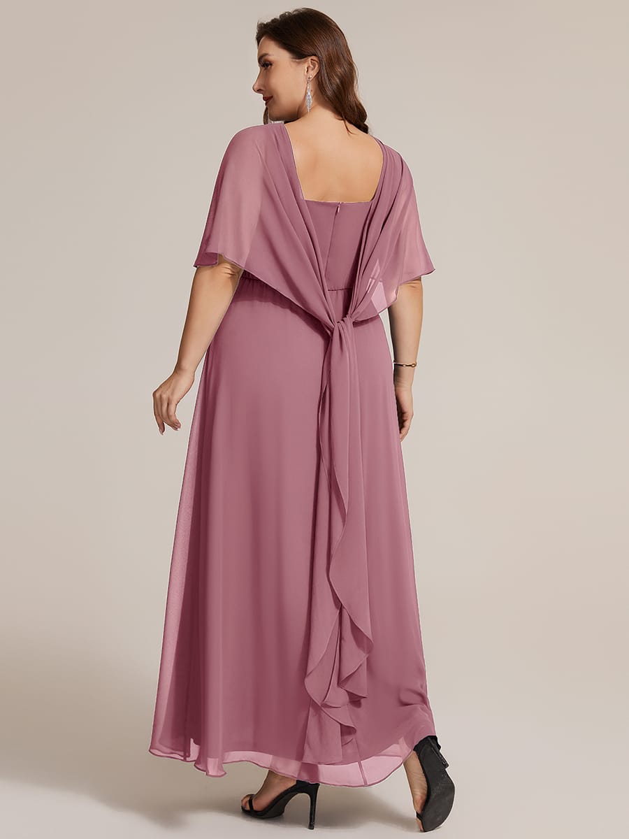 Chiffon Cape Sleeve A-line Dress #color_Purple Orchid