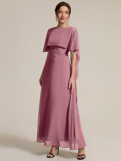 Chiffon Multiway Cape Sleeve Sequin Maxi A-Line Dress