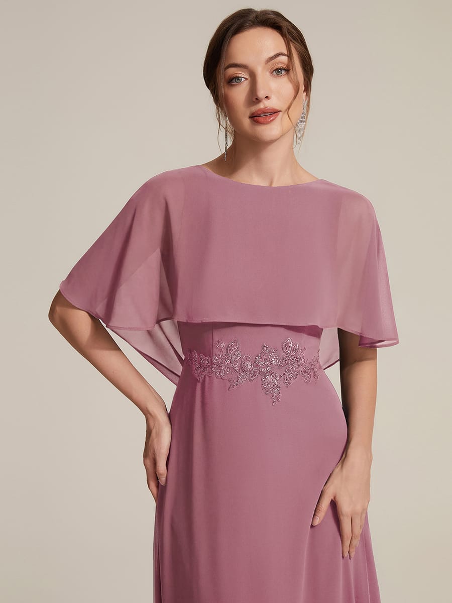 Chiffon Cape Sleeve A-line Dress #color_Purple Orchid