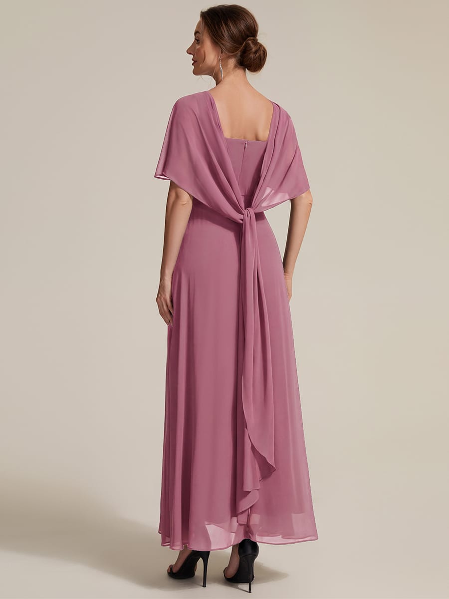 Chiffon Cape Sleeve A-line Dress #color_Purple Orchid