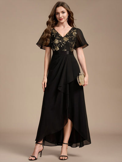 Sequin Chiffon Mother of the Bride Maxi Dress