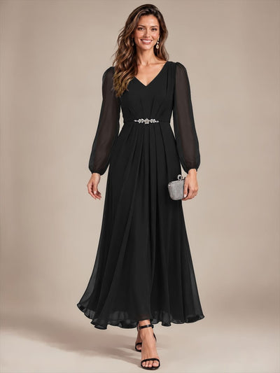 Pleated Chiffon Mother of the Bride Dress