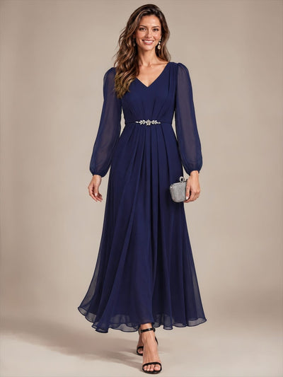 Pleated Chiffon Mother of the Bride Dress